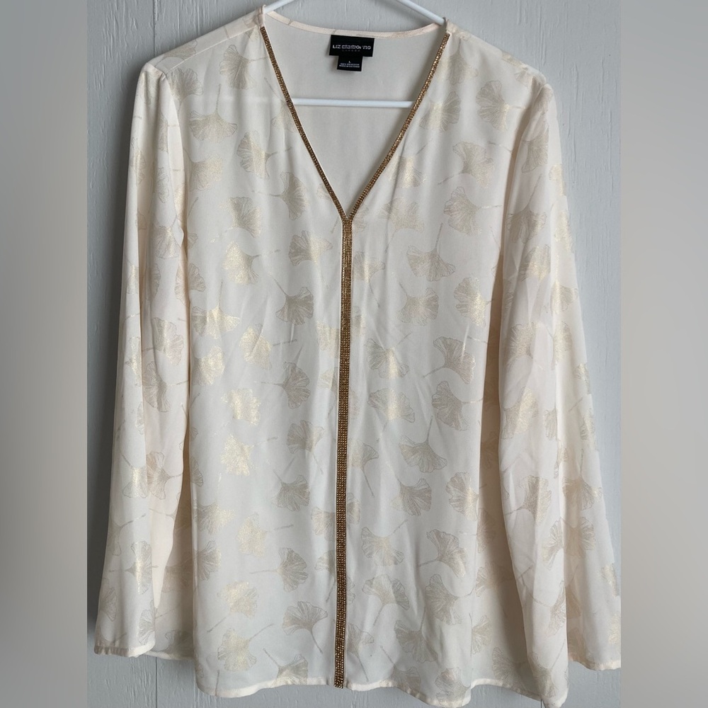 Liz Claiborne Cream and Gold Leaf Blazer